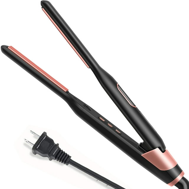 Pencil Flat Iron for Edges, Small Flat Irons for Short Hair, Ceramic Mini Flat Iron, Dual Voltage, Auto Shut Off