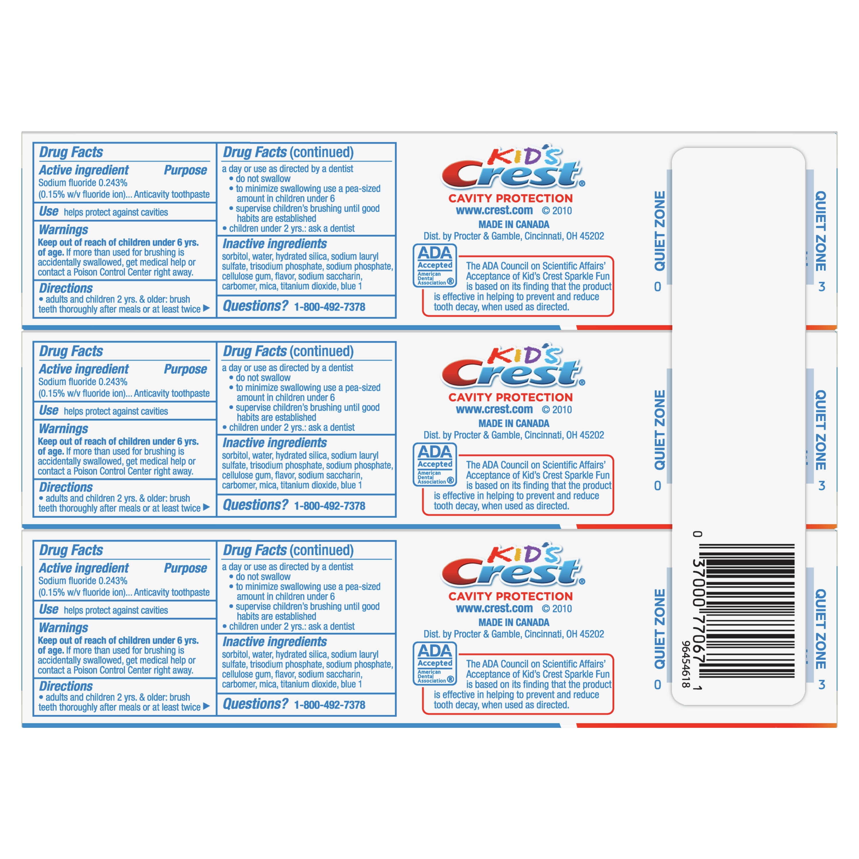 (6 pack) Crest Toothpaste, Kids Cavity Protection Toothpaste, Sparkle Fun Flavor, 4.6 oz, Triple Pack for Ages 3+