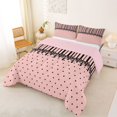 thumbnail image 3 of Castle Fairy Retro Lace Trim Stripe Full Size Comforter Sets 3-Piece,Minimalism Heart Grid Bedding Comforter Set,Pink Black,Reversible,1 Comforter and 2 Pillowcases, 3 of 6