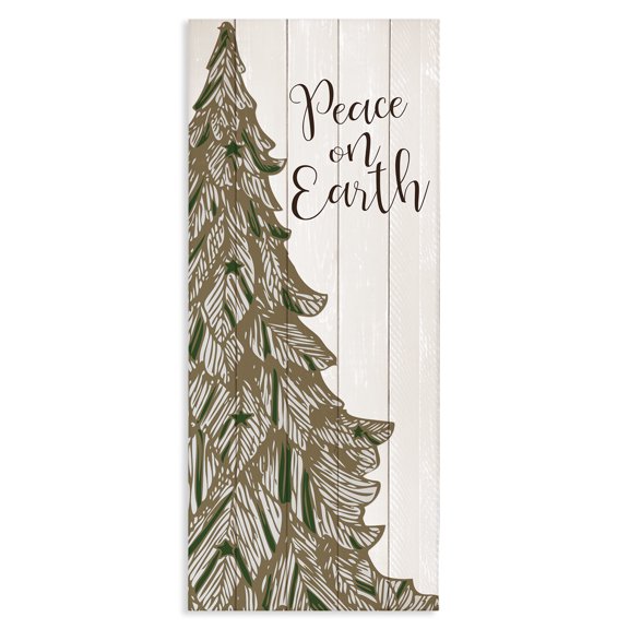 Stupell Industries Farmhouse Peace On Earth Tree Phrase Canvas Art, 17 x 40, by Kim Allen