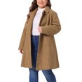 thumbnail image 4 of Abrigos de invierno para mujer de talla grande Agnes Orinda, abrigo elegante de trench con solapa y un solo botón, 1X color camel, 4 of 6