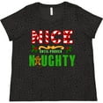 thumbnail image 3 of Inktastic Nice Until Proven Naughty with Holly and Gingerbread Man Women's Plus Size T-Shirt, 3 of 5