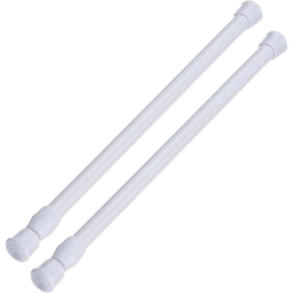 2 Pack Spring Tension Curtain Rod Adjustable 15.7 to 28 Inches, 0.63" Diameter, White