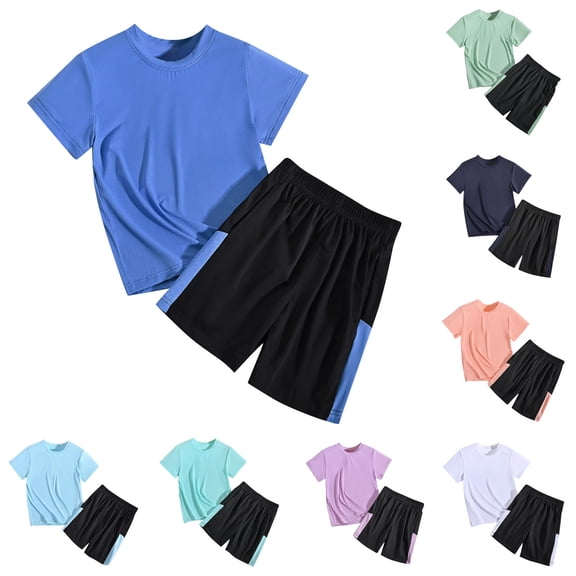 Piuwrlz 4-5 T Boy Outfit Sets Boys Short Sets Summer Crew Neck T-Shirt and Shorts Set Army Green Size 4-5 T