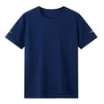 thumbnail image 4 of Zpanxa Boys Athletic Shirts Solid Color Round Neck Short Sleeve Sports Top Comfortable Running Tee With Polyester 9-10 Years, 4 of 5
