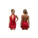 thumbnail image 3 of Vestido corto de mujer con escote halter y pedrería, ideal para el verano. Vestido floral sin mangas y con espalda descubierta., 3 of 9