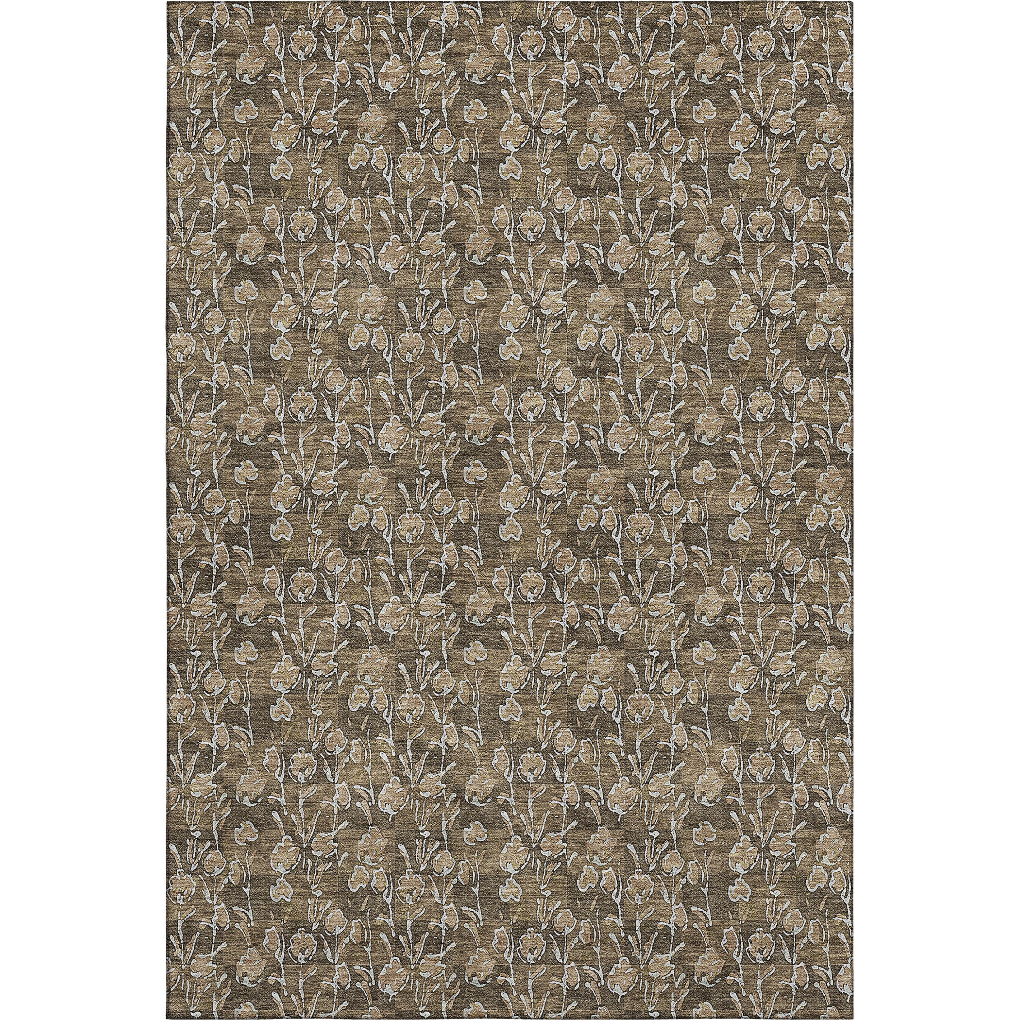 Addison Rugs Mayfield Washable Transitional Floral Brown Rectangle Rug, 10' x 14'