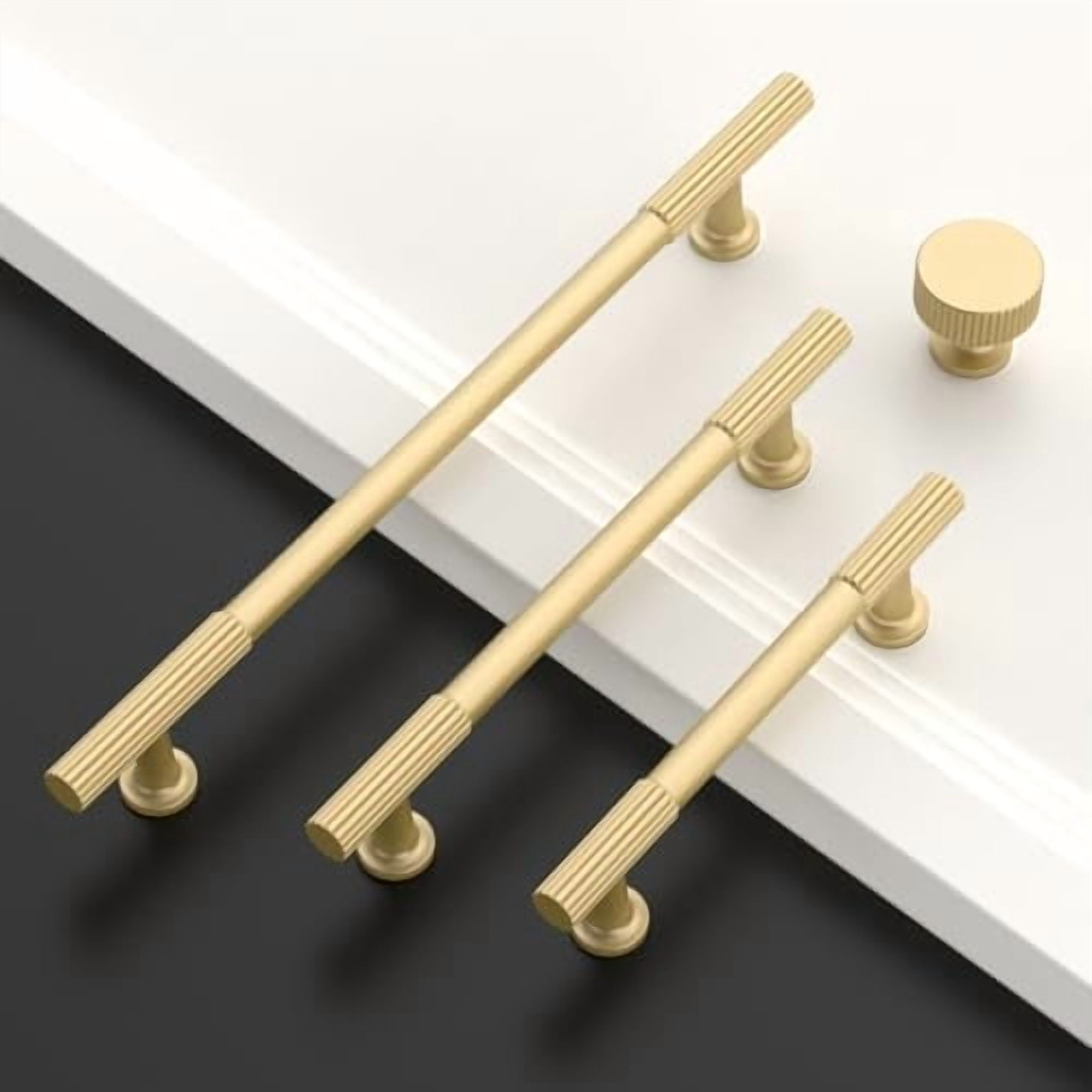 10 Pack 3 Inch(76mm) Brushed Gold Cabinet pulls Kitchen Cabinet Handles, Cabinet Pulls Kitchen Cabinet Hardware for Cupboard Drawer Pulls