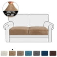 thumbnail image 4 of Primebeau Stretch Velvet 2-Piece Solid Pattern Loveseat Slipcovers, Luggage, 4 of 9