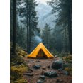 thumbnail image 1 of Qisvanset Framed Canvas Wall Art, 12x16 Inch Vintage Campfire Tent Forest Nature Wall Art, 1 of 5