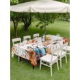 thumbnail image 3 of Outdoor Tablecloth with Umbrella Hole and Zipper, Orange Blue Fall Rectangle Table Cloth 60x120 Inch Waterproof Tablecloth, Pumpkins Botanical Thanksgiving Wooden Picnic Table Cover for Patio Camping, 3 of 7