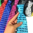 thumbnail image 6 of Sunjoy Tech LED Luminous Tie Dot Print Button Battery Powered Necktie Men Women Colorful Sequins Glowing Tie, 6 of 9