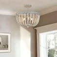 thumbnail image 4 of LNC Boho Wood Bead Semi Flush Mount Ceiling Light, 3-Light 16" Fixture in White Grey, 4 of 9