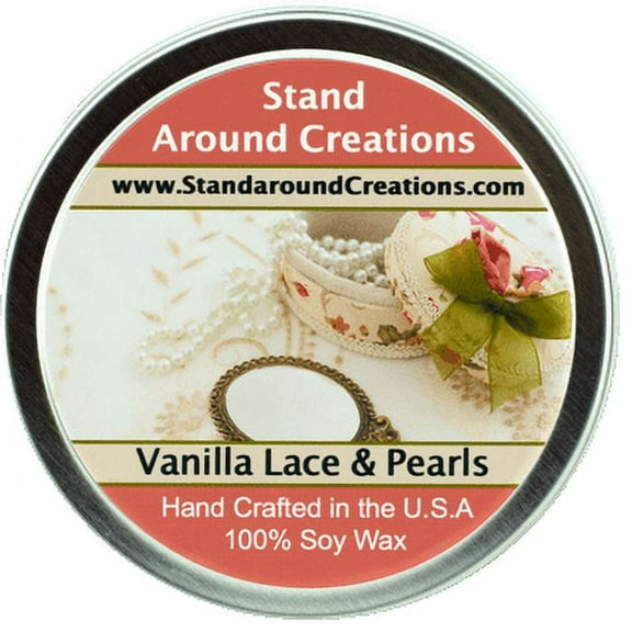VANILLA LACE & PEARLS TIN 6-OZ. ALL NATURAL SOY CANDLE