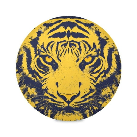 

Round Plate Mat 15.4x15.4 Inchesx1 Placemat Table Mat Kitchen Mat Coffee Mat Fabric Thick Strong Wear-Resistant Heat Resistance Yellow Tiger Face