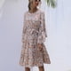 thumbnail image 3 of Vestido floral, vestido floral, cuello redondo, cintura con lazo, vestido de manga larga, vestido floral de manga larga, diseño revolucionario, 3 of 9