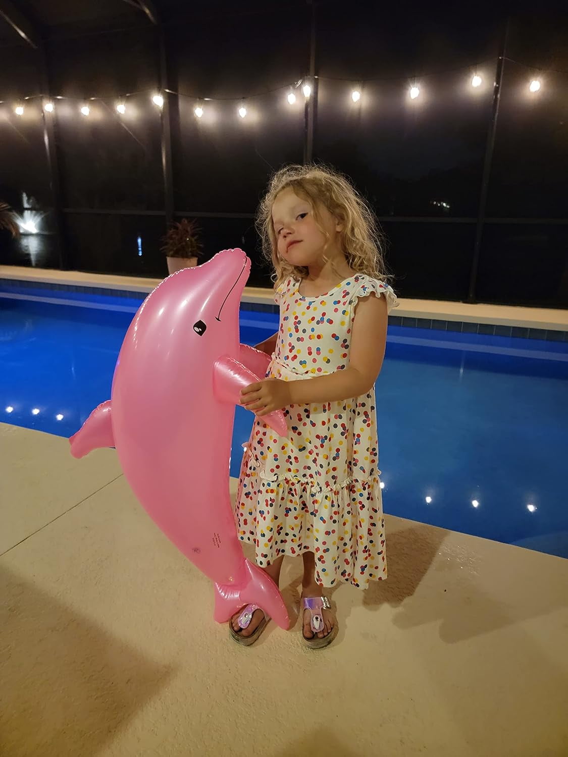 Zugar Land Pearlized Dolphin Inflatable Pool Toy, Pink, 40