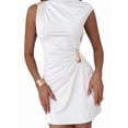thumbnail image 2 of Women's Ruched Mini Dress Sleeveless Going Out Formal Party Bodycon Sun Dresses White XXL, 2 of 6