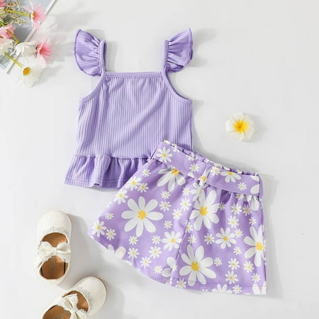 

Cathalem Baby Girl Pajamas 3-6 Months Toddler Girls Sleeveles Ribbed Letter Printed T Shirt Vest Tops Its A Small World Blanket Childrenscostume Purple 6 Months