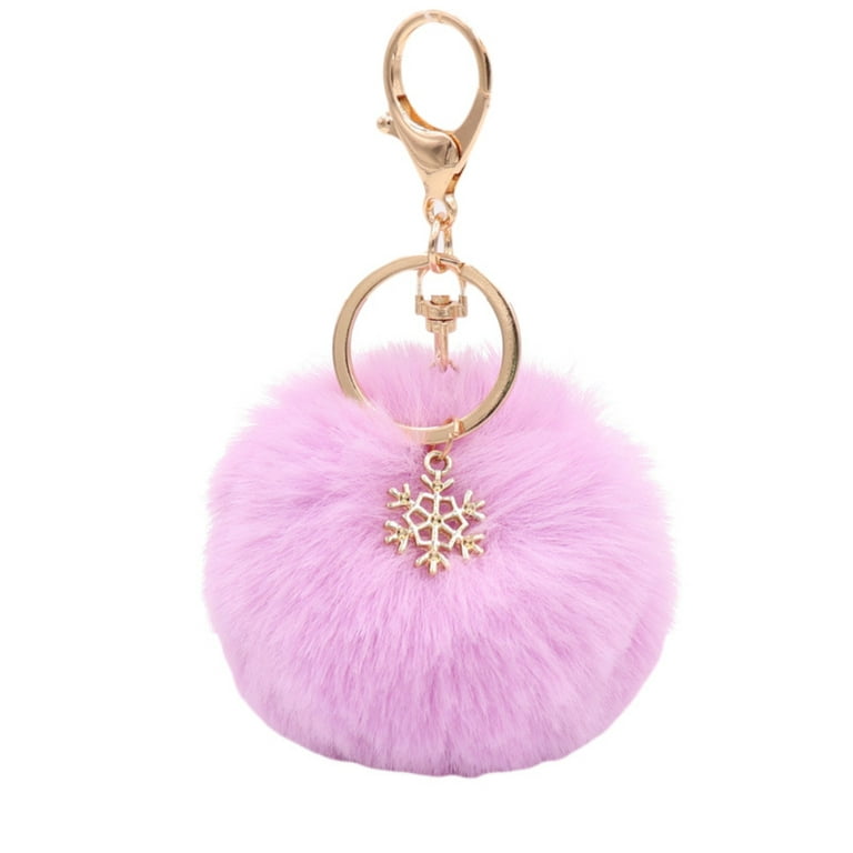 Colored Pom Pom Keychain Bulk Heart Fluffy Fur Puff Ball Key Chain Faux  Rabbit Fur Pompoms Keyring for Women