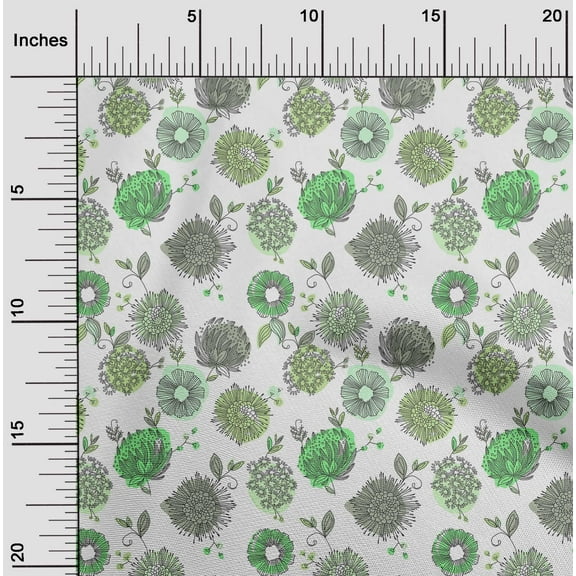 oneOone Cotton Poplin Twill Light Green Fabric Flower Artistic Diy Clothing Quilting Fabric Print Fabric By Yard 56 Inch Wide