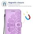 thumbnail image 5 of Embossed Mandala Case for iPhone 13 Pro Max 6.7" 2021(5G), Allytech PU Leather Shock-Absorbent Bumper Card Slots Kickstand Magnetic Closure Case with Hand Strap Cover for iPhone 13 Pro Max 2021,Purple, 5 of 6