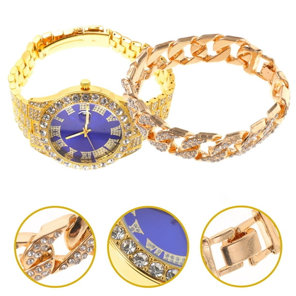 LOLIPPYY Men's Wristwatch and Bracelet Set, Assorted Colors, 1 Set Stylish Watches for Men