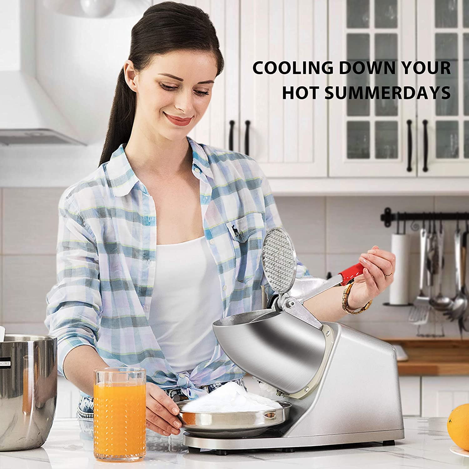 SPECSTAR Electric Ice Shaver Snow Cone Maker Machine Silver 143lbs/H for Home and Commercial Use