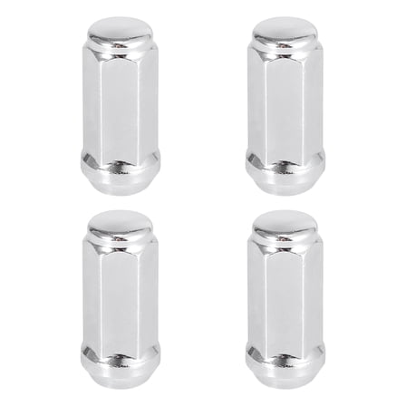 4pcs Car Silver Tone M12x1.25 Wheel Lug Nuts Cone Seat Closed End 1.9inch Long 3/4" Hex