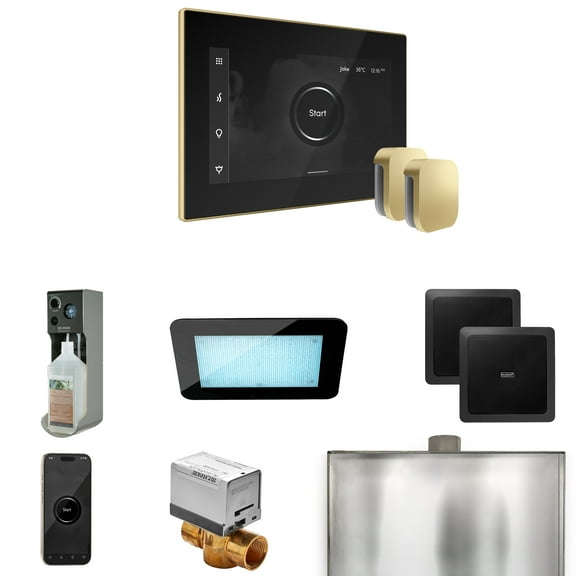 Mr Steam XDream Max Steam Shower Ctrl Pkg w/iSteamX Control and Steamhead in Black Satin Brass
