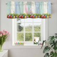 thumbnail image 3 of Valances for Windows Spring Easter Rabbit Ears Eggs Rod Pocket Short Curtain for Bathroom Living Room Bedroom Blue Green White Striped 1 Panel 54x18in, 3 of 9
