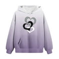 thumbnail image 5 of WQNVRNR Kids Valentine's Day Hoodie- Casual Heart Fleece-Lined Long Sleeve Sweatshirt with Pocket Purple Size 5, 5 of 6