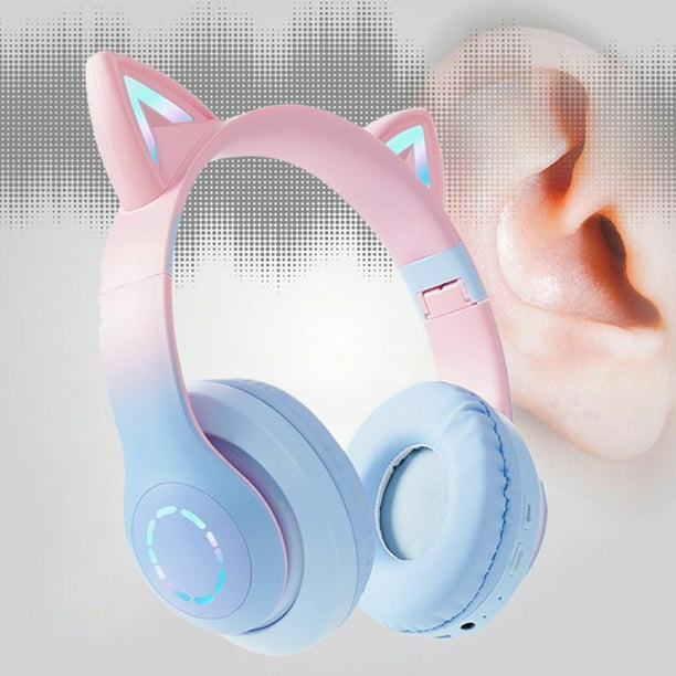 Cat Ear V5.0 Auriculares inalámbricos LED Batería de larga duración Sonido envolvente Cómodo Rosado azul