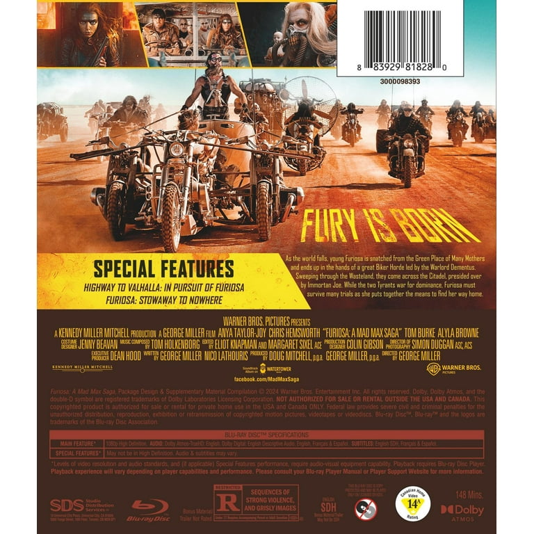 Furiosa: A Mad Max Saga (Blu-ray), Action, Warner Bros. - Walmart.com