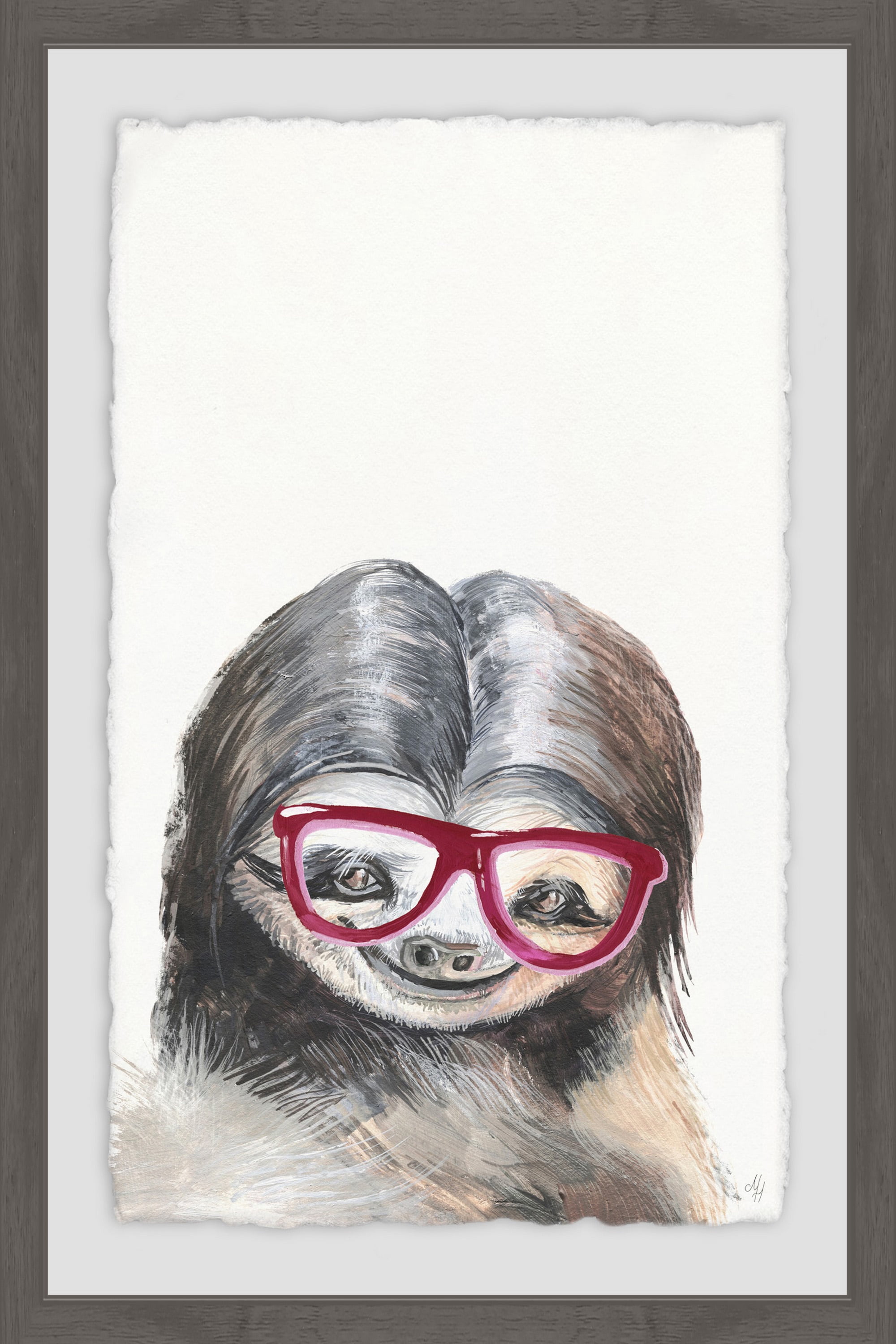 Nerdy Sloth Framed Painting Print