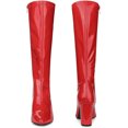 thumbnail image 2 of BLISSFUL STEP Women's GoGo Boot Block Heels Knee High Boots Orange Red 6, 2 of 6