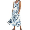 thumbnail image 2 of Robes robes d'Été Robes d'Été de Femmes Imprimer Sans Manches Robes de Soirée avec Poche Bleu Clair M, 2 of 7