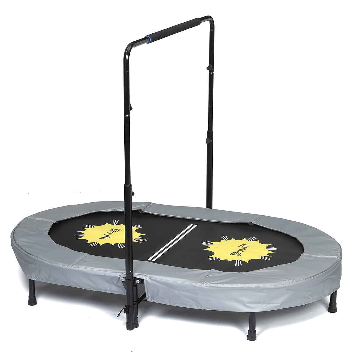 TR-01 Double Jumping Fitness Rebounder Foldable Trampoline for Indoor and Outdoor Exercise with Additional Spring Cover Doufit Trampoline for Kids with Adjustable Handle