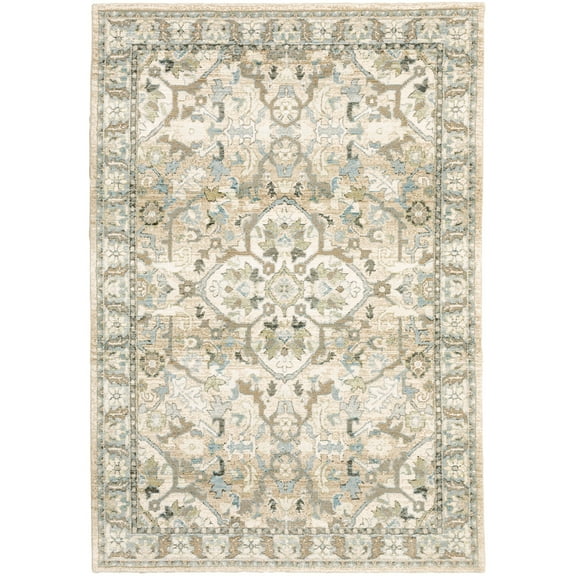 Moretti Glow Area Rug 9818G Traditional Beige Faded Vines 1' 10" x 3' 2" Rectangle