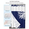 thumbnail image 2 of No Hook Coral Navy Blue Shower Curtain with Snap in Liner Set, Coastal Ocean Marine Nautical Beach Waterproof Fabric Bathroom Curtains with See Through Top Window, Hotel Style Modern 66 x 72 Inch, 2 of 7