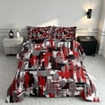 thumbnail image 2 of Manfei Abstract Watercolor Brushstroke Queen Comforter Set, Red Black White Ombre Comforter Sets Queen, Black Reversible 3pcs, 1 Comforter and 2 Pillowcases, 2 of 6