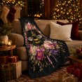 thumbnail image 3 of Royal Bumblebee Crown Pink Gem, Mystical Botanical Garden Scene, Warm Flannel Blanket for Sunroom and Reading Nook, Celestial Art Lovers Valentine's Day Gift, Fantasy Home Decor, 3 of 9