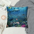 thumbnail image 2 of GOSMITH  Fish Throw Pillow Covers Ocean Underwater Shark Turtle Coral Sea Reef Seaweed Pillowcases Cushion Cover for Men Women Sofa Bed, 2 of 5