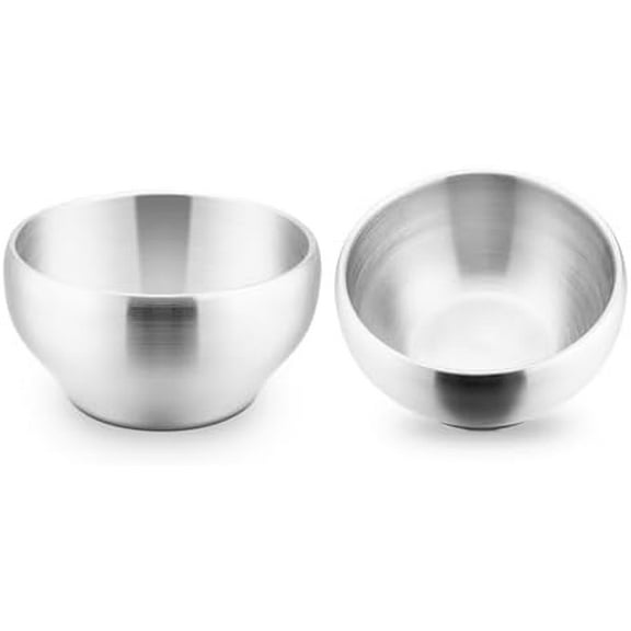 Stainless Steel Bowls for Kids-2 Pack, 12OZ Double Walled Baby Toddler Bowls for Baby Food/Cereal/Snack, 18/10 Non-Toxic Metal & Unbreakable, Dishwasher Safe