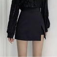 thumbnail image 2 of Slit Mini Skirts Women Korean High Waist Solid Irregular Skirts Office Lady Fashion Stretchy Chic Simple A Line Skirts New, 2 of 6