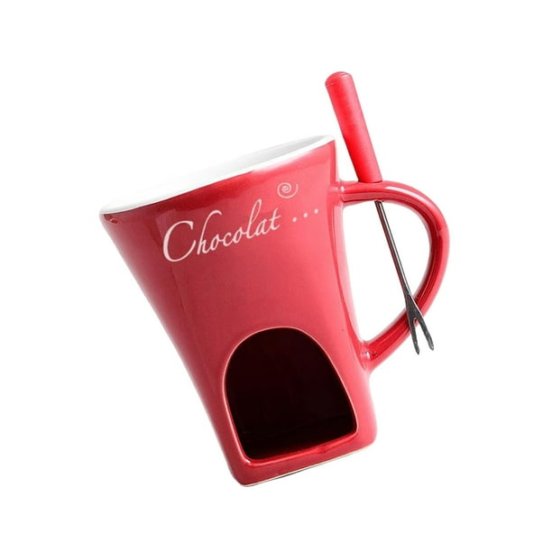 Taza para fondue de 130 ml, olla para fundir chocolate, olla para fundir mantequilla, taza para fundir chocolate rojo