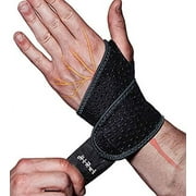 HiRui 2 Pack Wrist Compression Strap and Wrist Brace Sport Wrist Support for Fitness, Weightlifting, Tendonitis, Carpal Tunnel Arthritis, Pain Relief-Wear Anywhere-Unisex, Adjustable (Black)