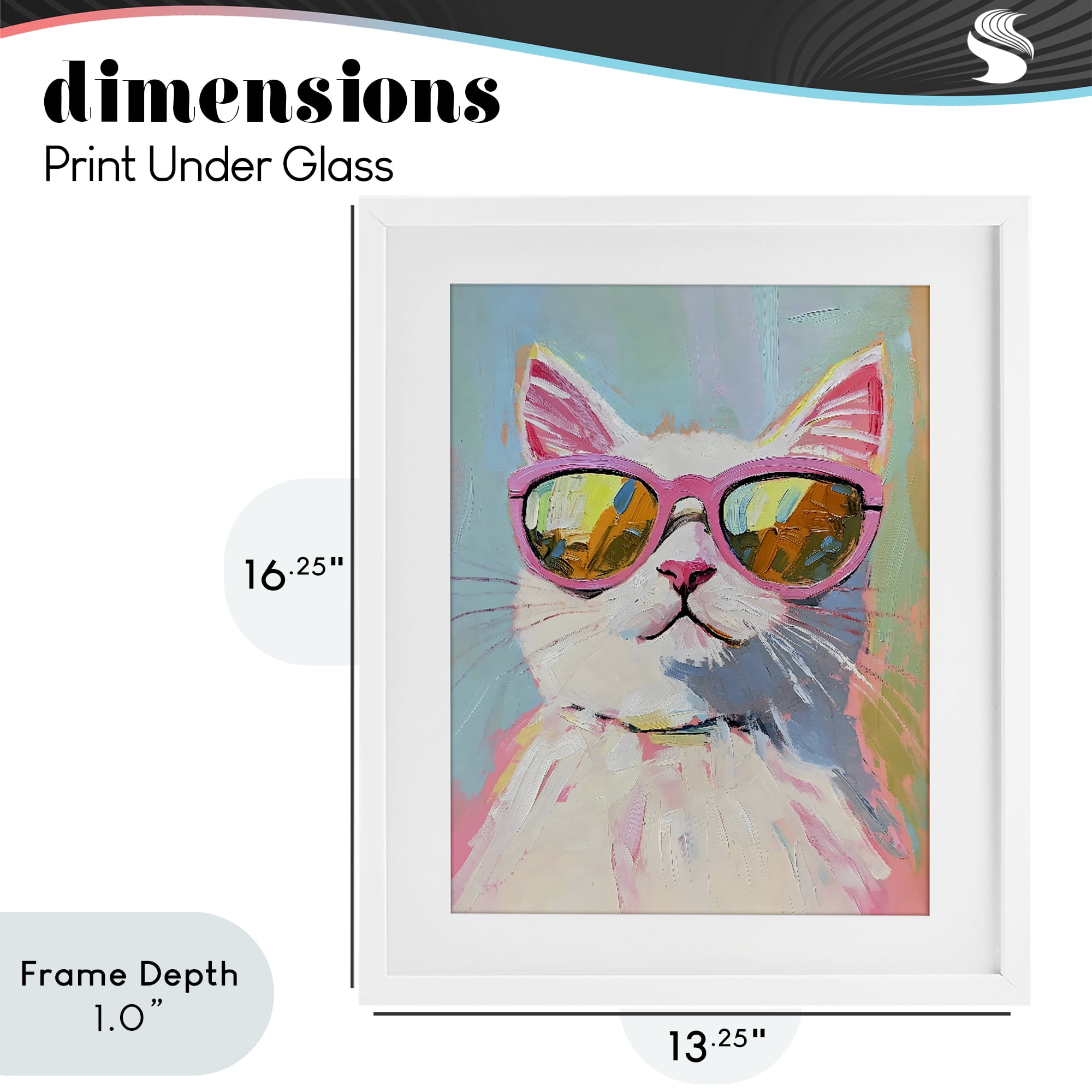 Stupell Industries Cool Cat in Sunglasses White Framed Print Under Glass, design by The Prints Vibe