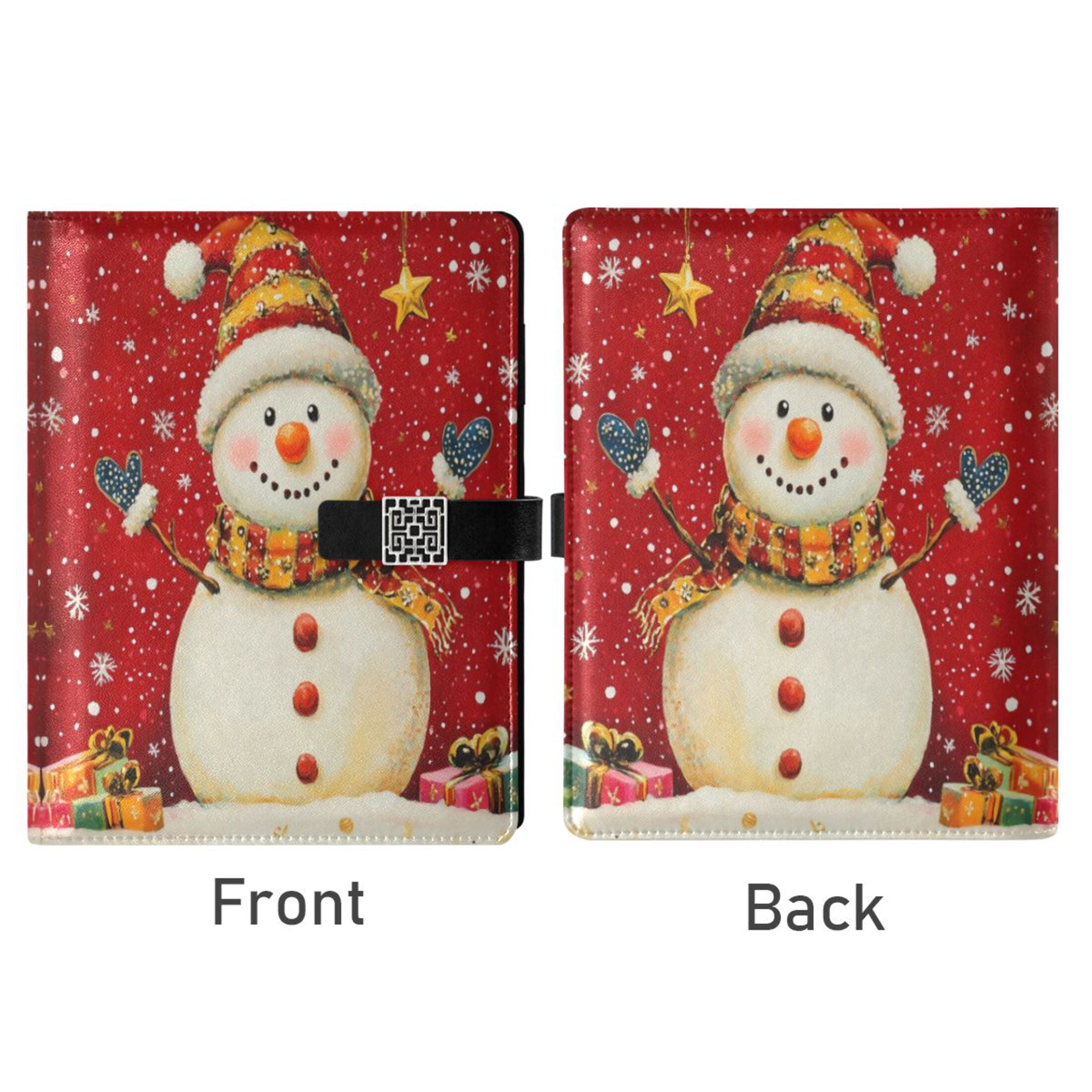 Leather Planner Leather Notebook Notebook Journal Binder Design Pen Pocket Design Convenient for Storage Cute Red Christmas Snowman