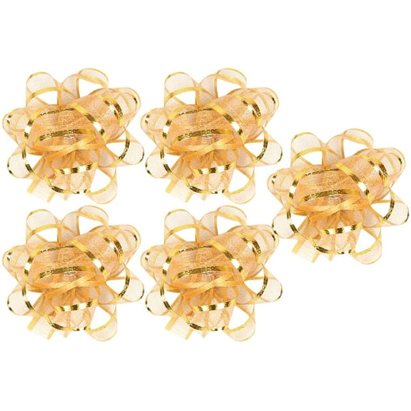 PTOOTP 5pcs Fashionable Design Present Bows Golden Non-woven Fabric Decorative Effect for New Year